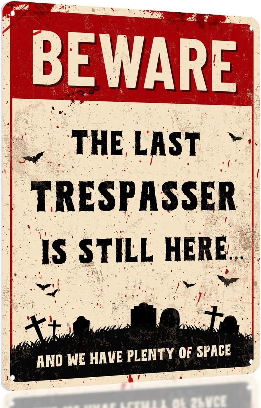 Iron Painting Interesting Art Halloween Decoration Sign No Entry into Outdoor Fences Cemetery
