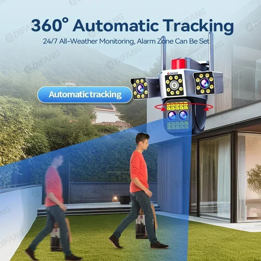 Outdoor Four Screen 10K WiFi Camera Four Lens 10X Optics Zoom 20MP Video Surveillance Auto Tracking Home Security Camera CCTV