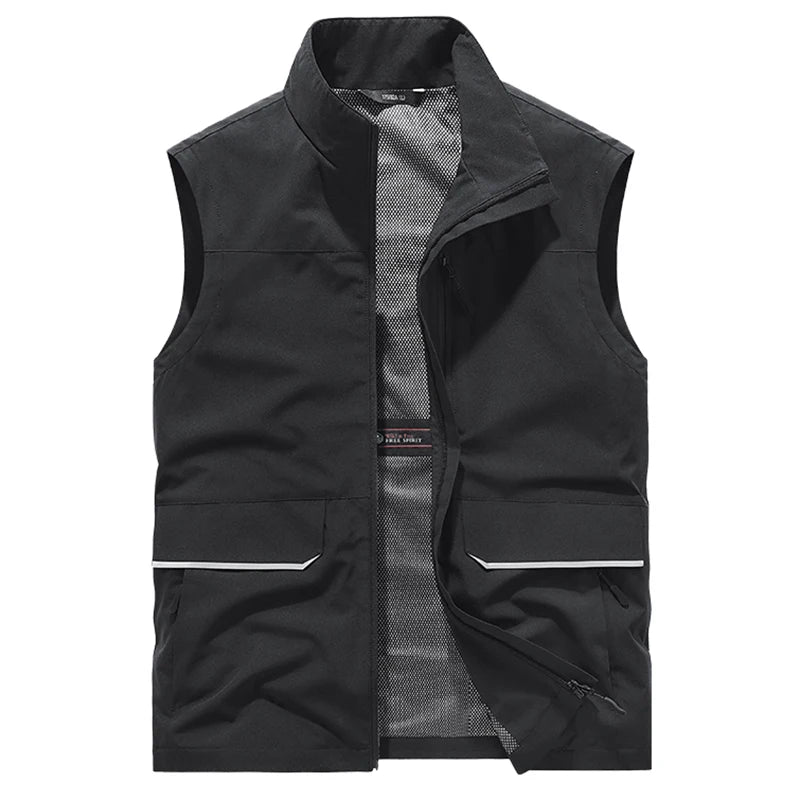 Top Quality Outdoor Professional Reflective Vests Men Summer Multi-pocket Zipper Light Casual Hiking Fishing Cycling Safety Vest