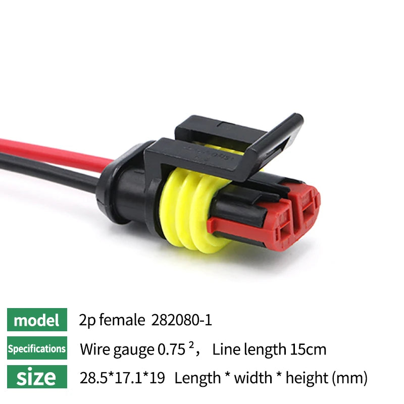 5/20/100Sets AMP Type 1.5 Series Automotive Waterproof Connector Plug Socket HID Male&Female 15CM Wire Harness 1P/2P/3P/4P/5P/6P