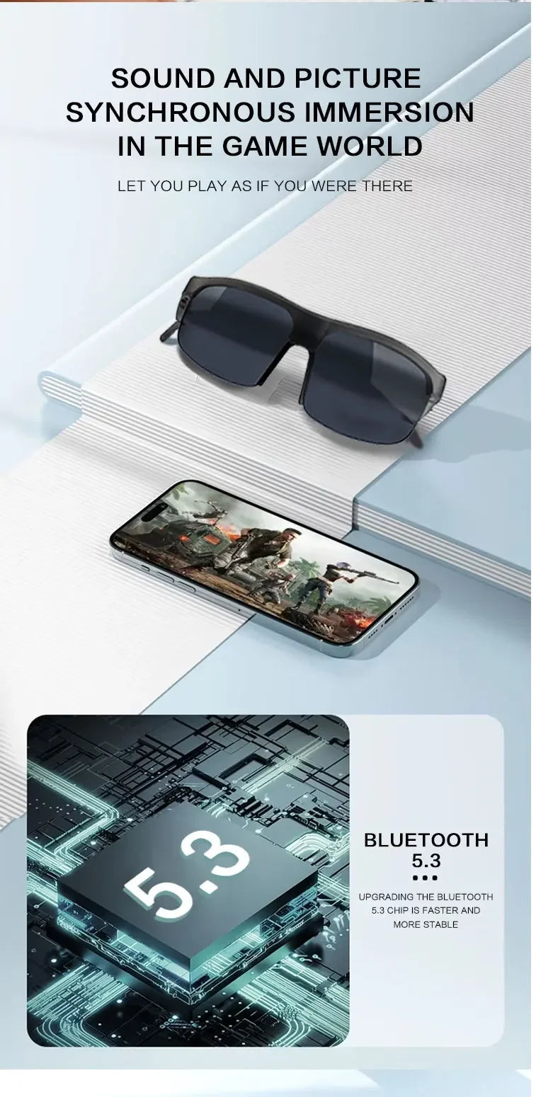 Smart Bluetooth Glasses 5.0 with Call and Music Waterproof Outdoor Cycling Sunglasses for Sports Running Hiking Men Women