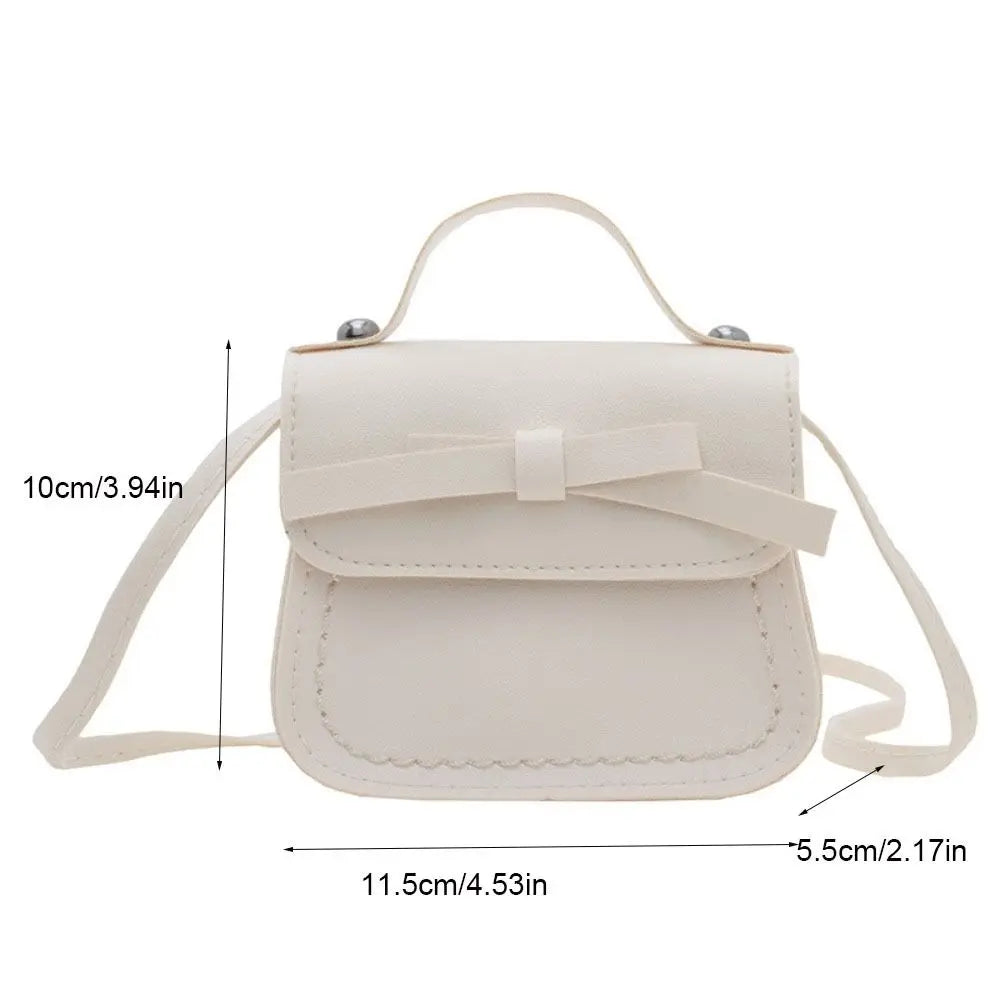 Casual PU Leather Bow Shoulder Bag Handbag Solid Color Bow Crossbody Bag Coin Purse Wallet Children Small Bag Streetwear