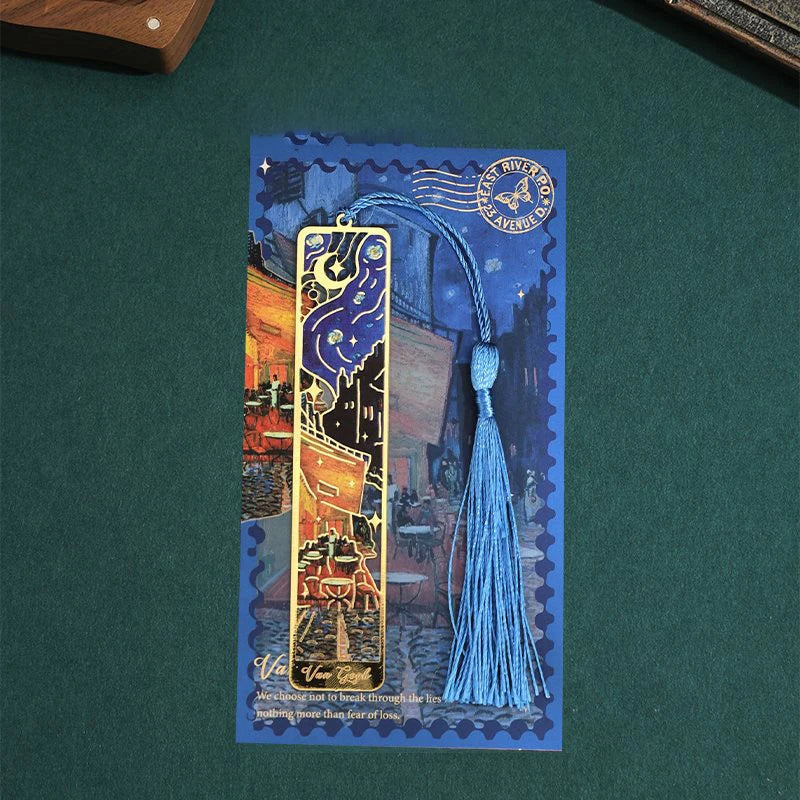 1pcs Art bookmark metal hollow Oil Painting  Student Reading Mark Floral Painting Book Accessories Aesthetic Stationery Gift