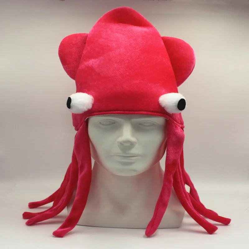 Four Color Halloween Ball Performance Party Props Novelty Toys Funny Hat Velvet Squid Hat Squid Octopus Hat