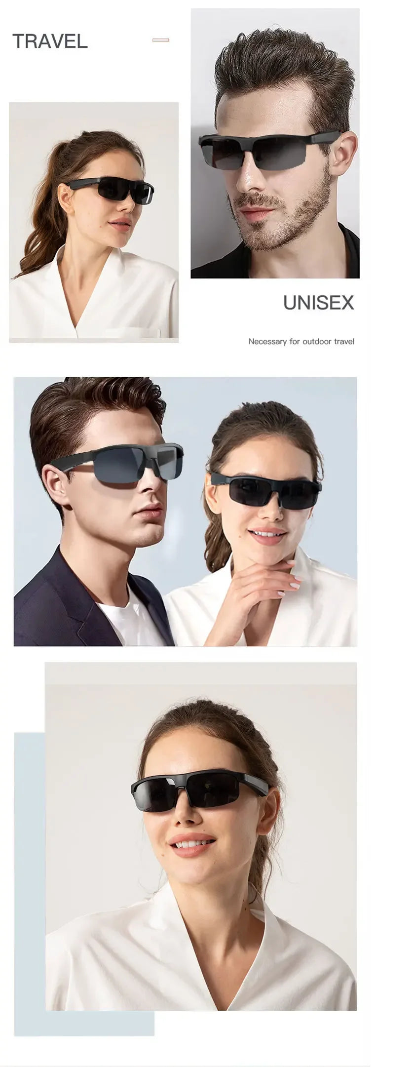 Smart Bluetooth Glasses 5.0 with Call and Music Waterproof Outdoor Cycling Sunglasses for Sports Running Hiking Men Women