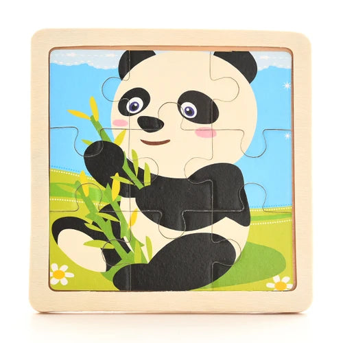 Baby Wooden Montessori Puzzle Child Game Wooden Puzzle 3D Cartoon Animal Puzzle Babies Toys Puzzles For Kids 1 2 3 Year Old