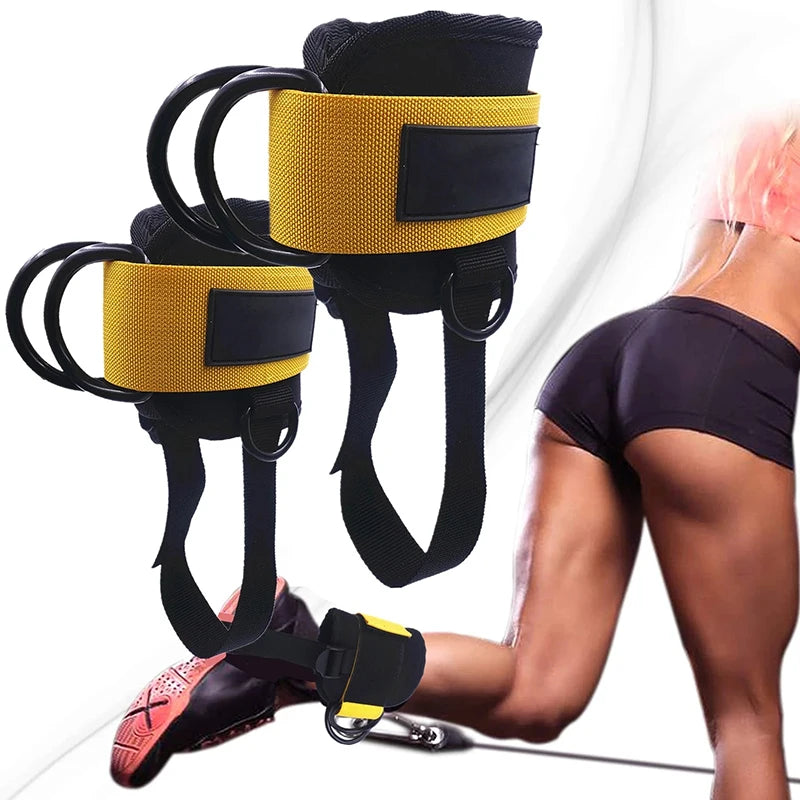 Gym Ankle Straps Double D-Ring Adjustable Neoprene Padded Cuffs Ankle Weight Leg Training Brace Support Sport Safety Abductors