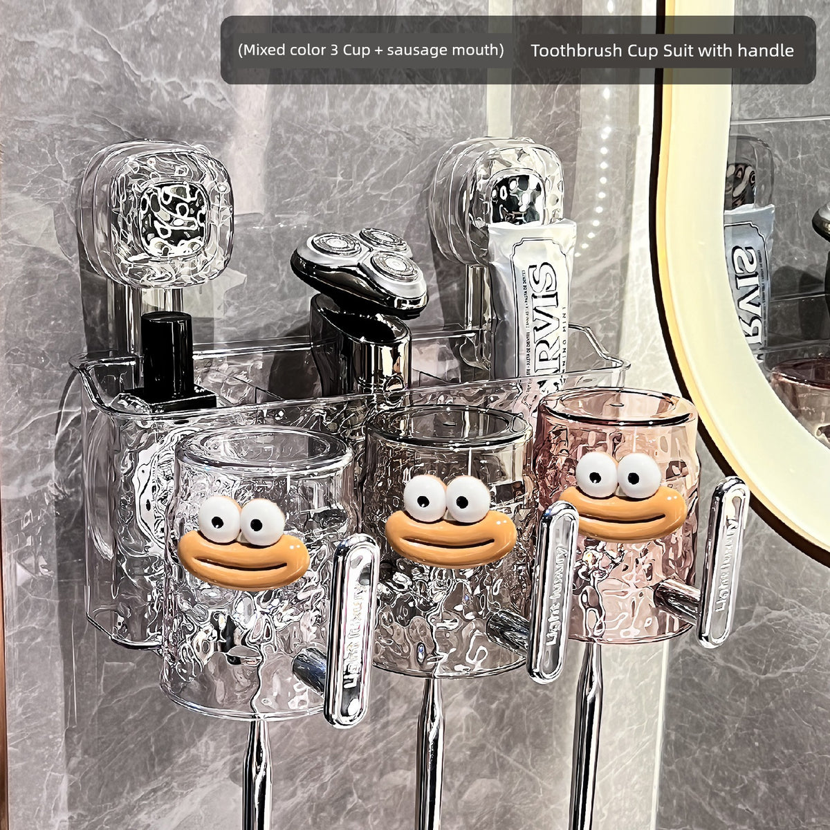 Suction Cup Toothbrush Rack Wall-Mounted No Punch Toothbrush Holder New Arrival Bathroom Tooth Cup Gargle Cup Shelf
