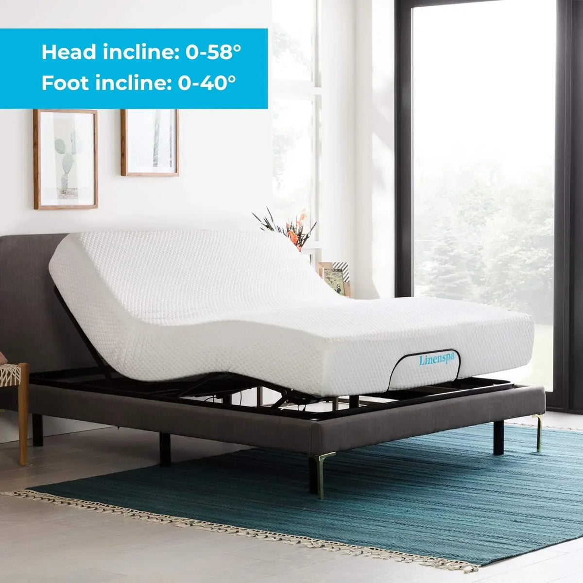 Adjustable Bed Frame - Independent Head and Foot Incline  Powerful Quiet Motor  Easy Tool Free Assembly  Lounging