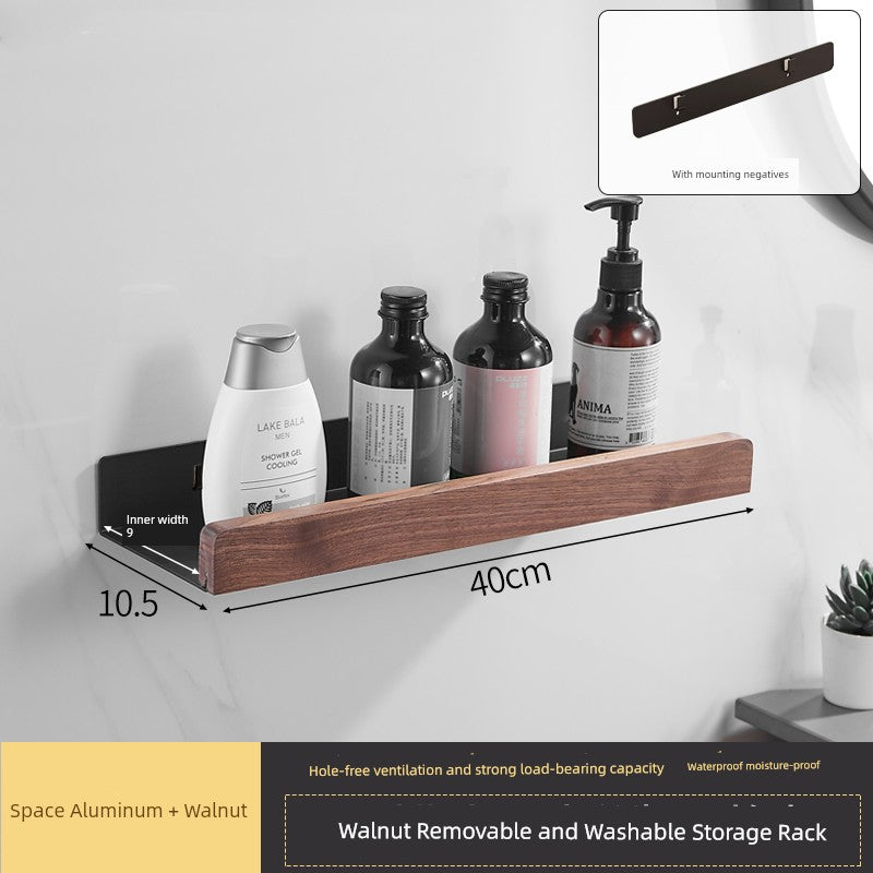 Punch-Free Kitchen Washstand Wall-Mounted Solid Wood Storage Rack