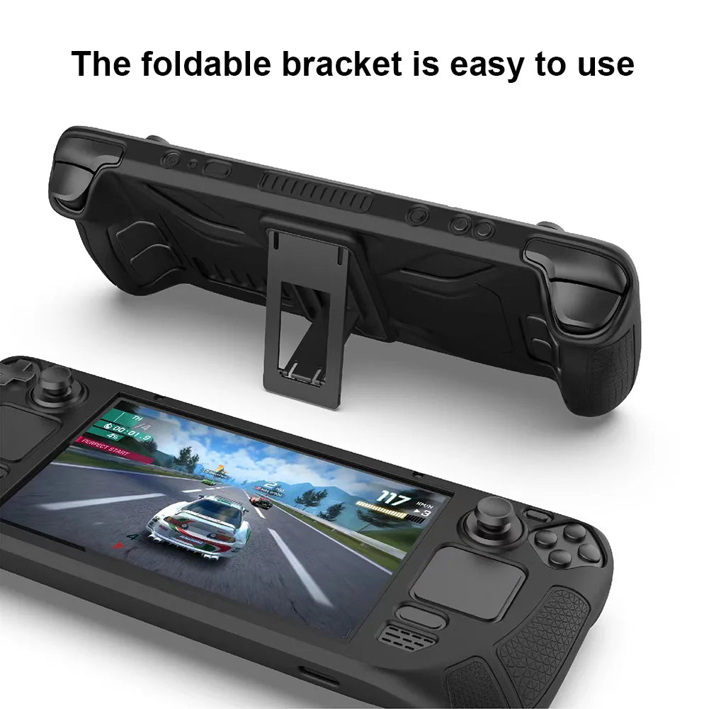 Silicone Case For Steam Deck OLED Game Console Full Protection with Bracket Cover Shell Anti-fall Protective Case for Steam Deck