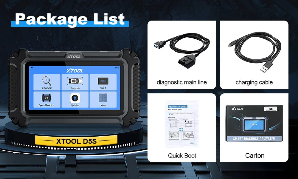 XTOOL D5S Car Diagnostic Tool Gearbox ABS EPB SRS Engine System Scanner 15 Resets Service OBD2 Scanner All Function Free Update