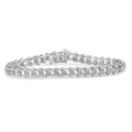.925 Sterling Silver 2.0 Cttw Diamond Fan Link Tennis Bracelet (I-J Color, I3 Clarity) - 7”