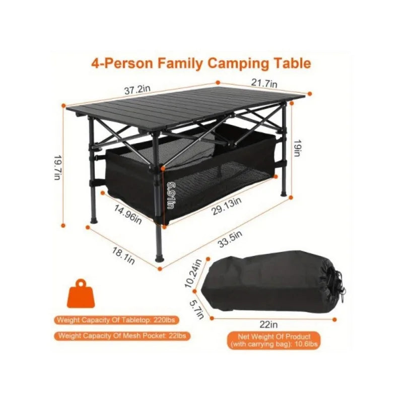1 folding camping table portable aluminum roll picnic grill table carrying bags heavy duty outdoor party terrace