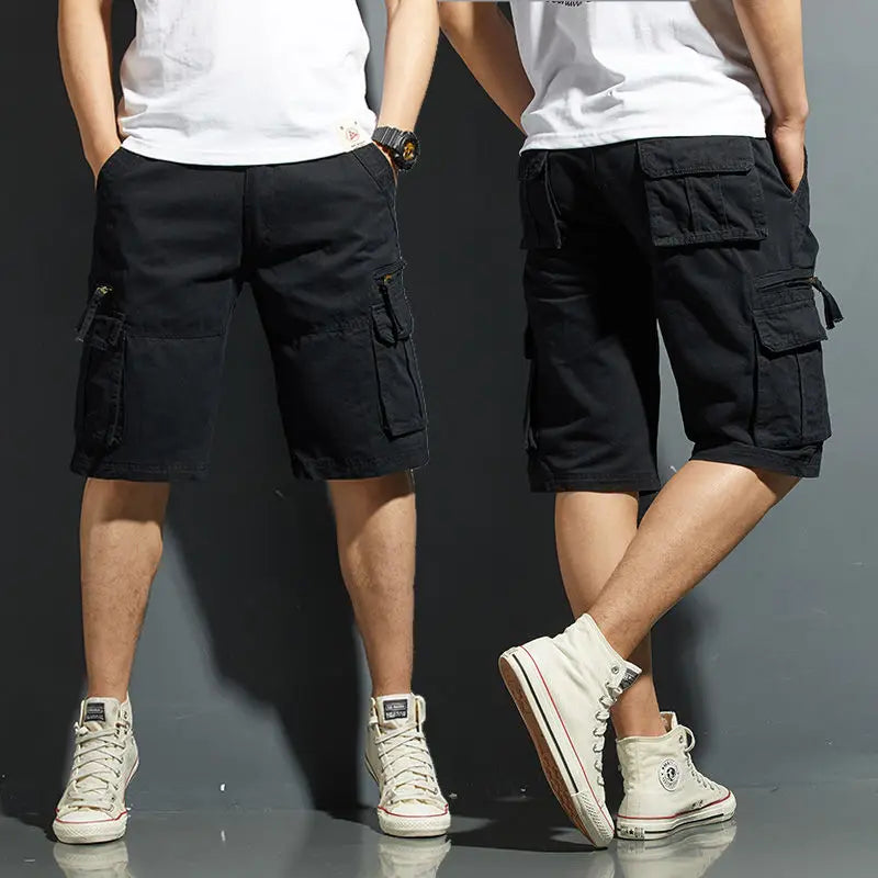 Short Pants for Men Big Size Green with Pockets Mens Cargo Shorts Over Knee Hiking Oversize Tall Harajuku Loose Vintage New In