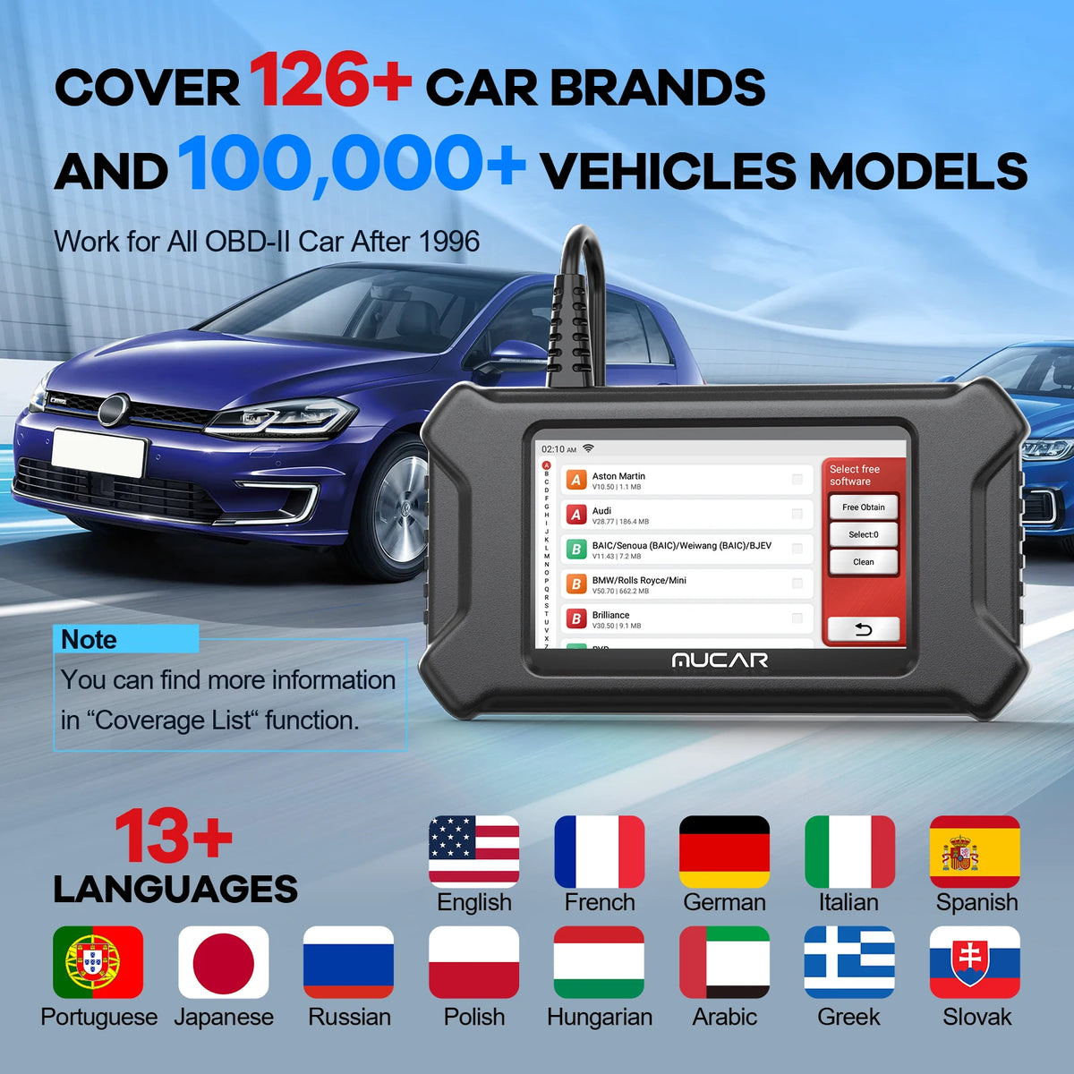 MUCAR CS90 Professional OBD2 Scanner tools 28 Maintenance Services ECM System Lifetime Free Updater All Car Scan Diagnostic Tool