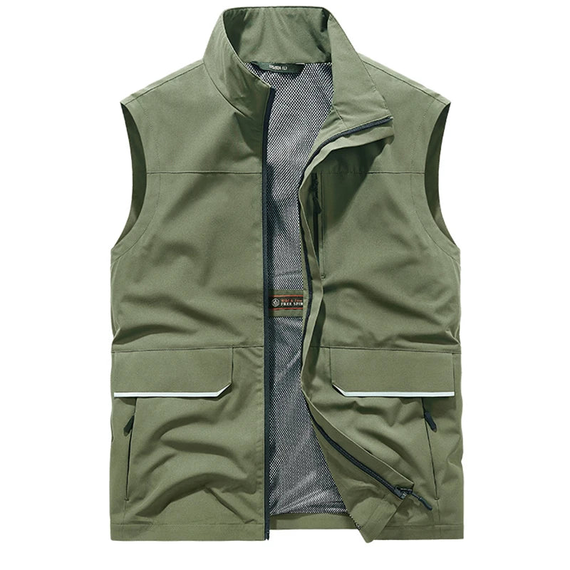 Top Quality Outdoor Professional Reflective Vests Men Summer Multi-pocket Zipper Light Casual Hiking Fishing Cycling Safety Vest
