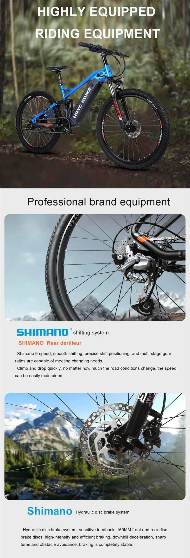 New 26-inch mountain electric bike soft tail bike 1000W48V17AH hydraulic brakes rear-wheel drive hidden lithium battery 50km/h