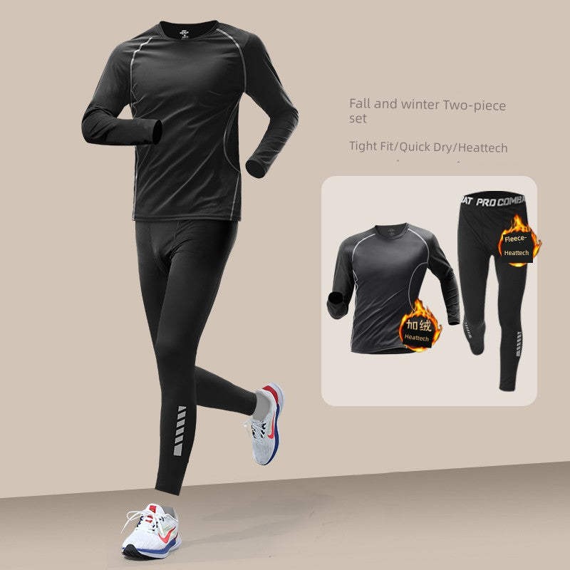 Winter Running Outfit Men's Quick-Drying Tights Fleece-lined Warm Keeping Sports Intimates High Elastic Cycling Fitness Training Compression