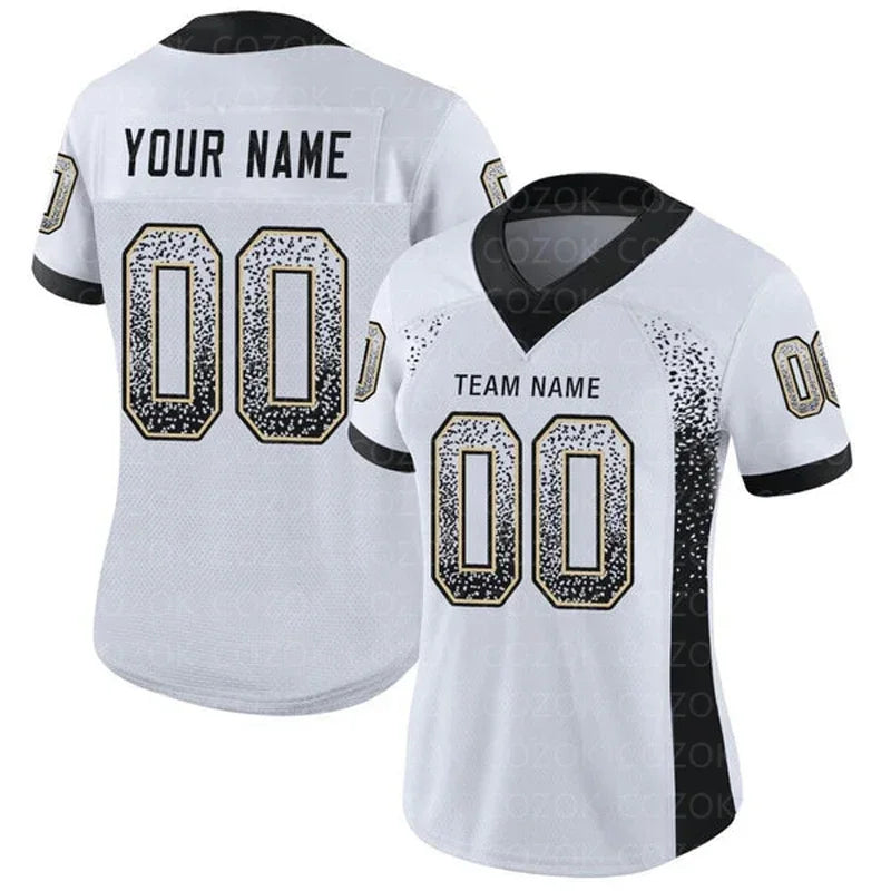 White Grey Customized Football Jersey for Men Women Football Short Sleeves Athletic Unisex Tee Shirts