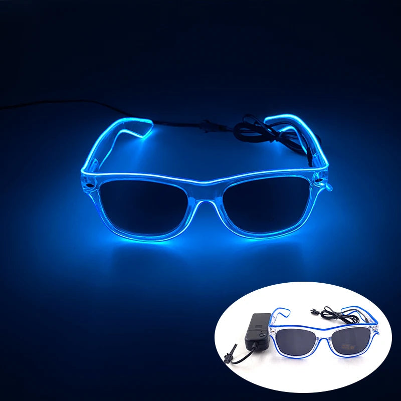 Novelty Fluorescent Luminous Glasses LED Light Up Rave Glasses Concert Supplies Neon Glowing Disco Glasses Props
