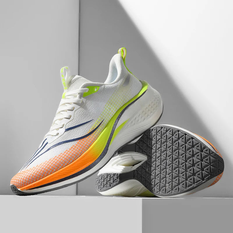 Marathon Air Cushion Carbon Plate Sports Running Shoes Men Breathable Lightweight Comfortable Athletic Tennis Sneakers Footwear
