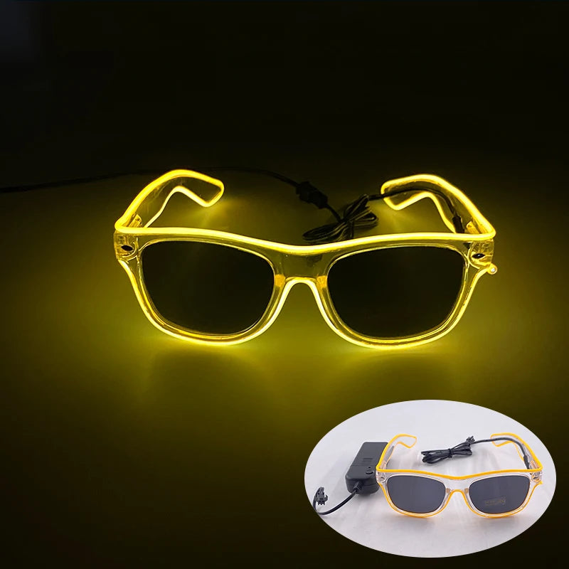 Novelty Fluorescent Luminous Glasses LED Light Up Rave Glasses Concert Supplies Neon Glowing Disco Glasses Props