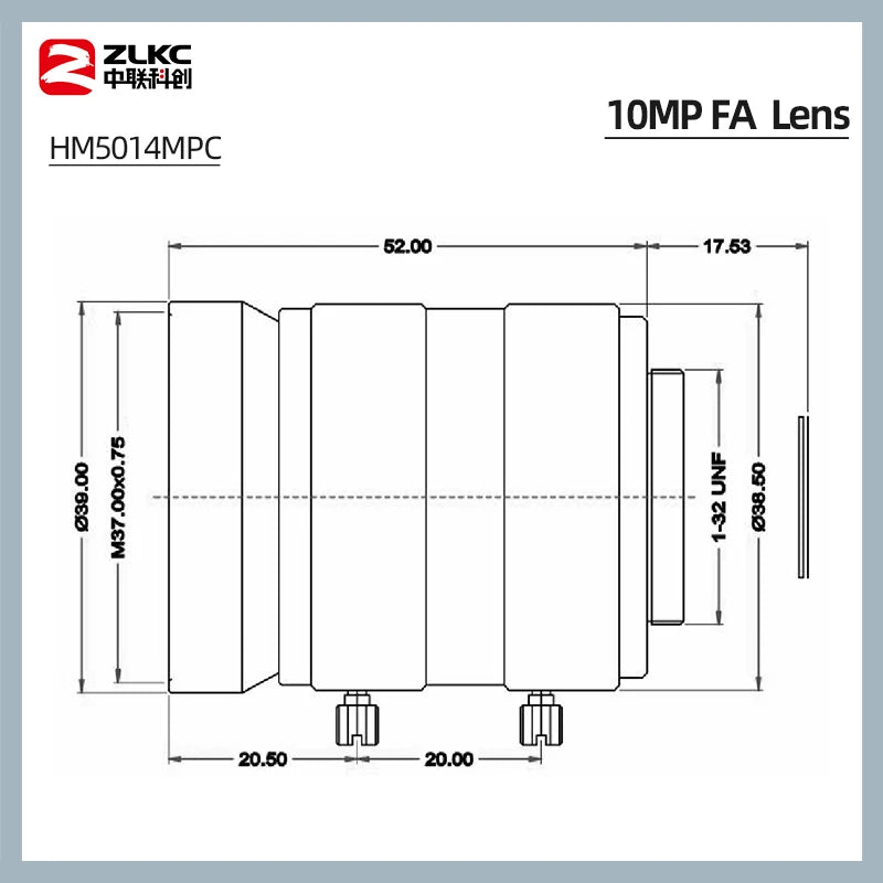 50 mm Lens C Mount Camera Lens 1 Inch 8MP F1.4 Manual Iris FA High Resolution Machine Vision for Industrial/Surveillance Camera