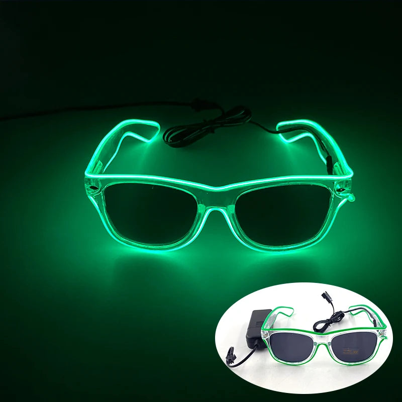 Novelty Fluorescent Luminous Glasses LED Light Up Rave Glasses Concert Supplies Neon Glowing Disco Glasses Props