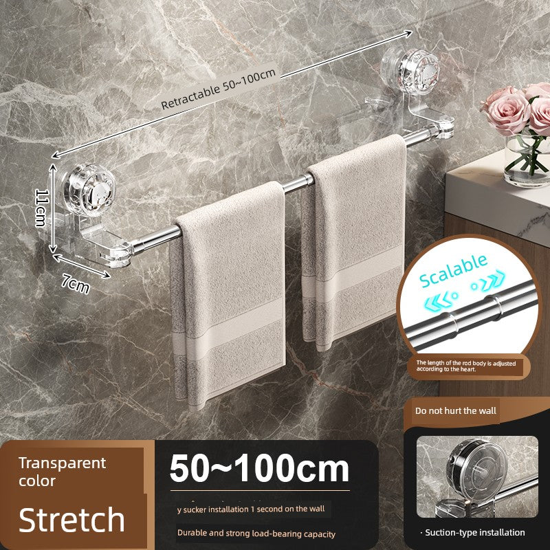 Suction Cup Towel Rack Bathroom Punch-Free Bathroom Retractable Towel Bar Storage Rack Bathroom Bath Towel Storage Rack