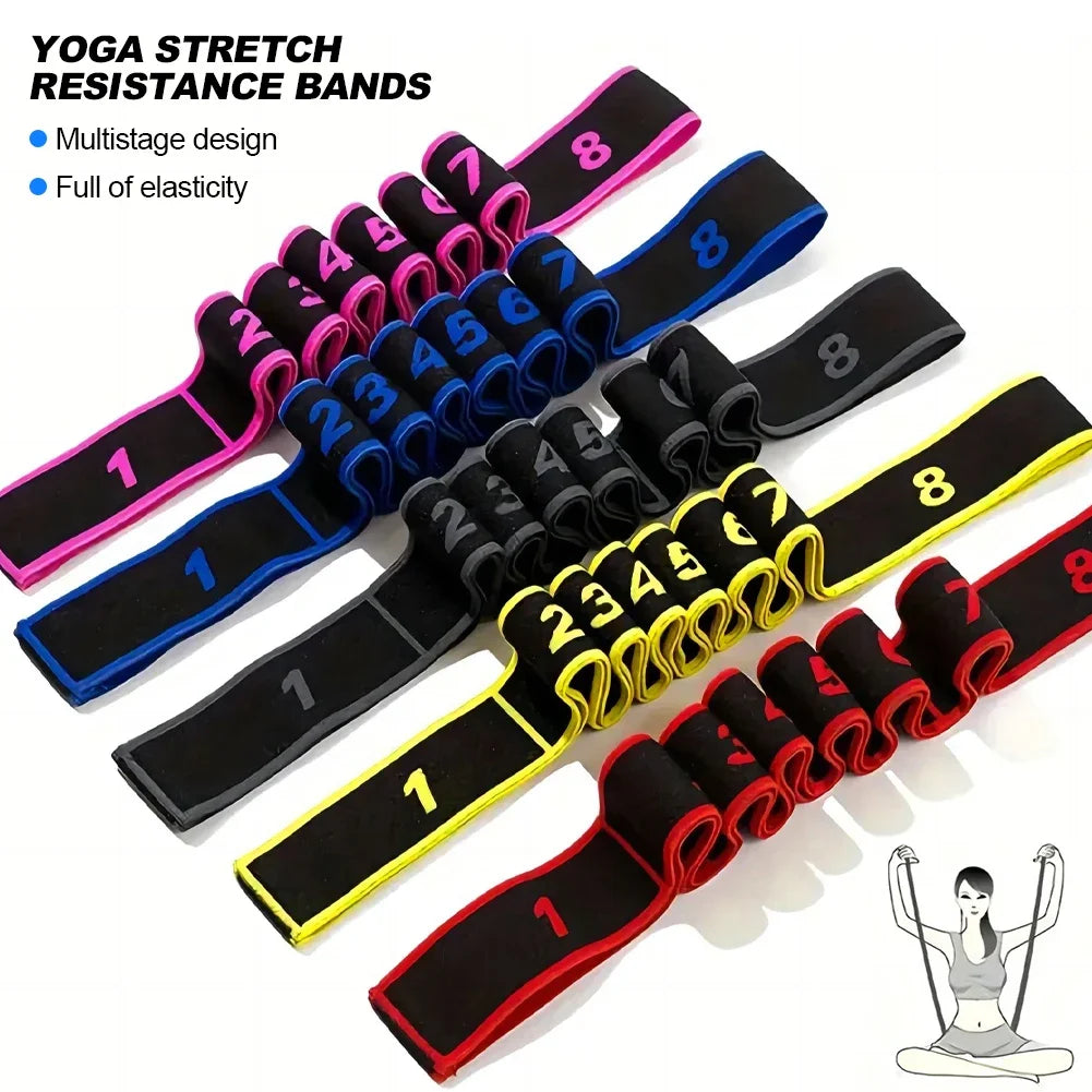 Fitness Exercise Women Man Latin Dance Elastic Stretch Belt With Number Exercise Pull Strap Sports Yoga Resistance Band