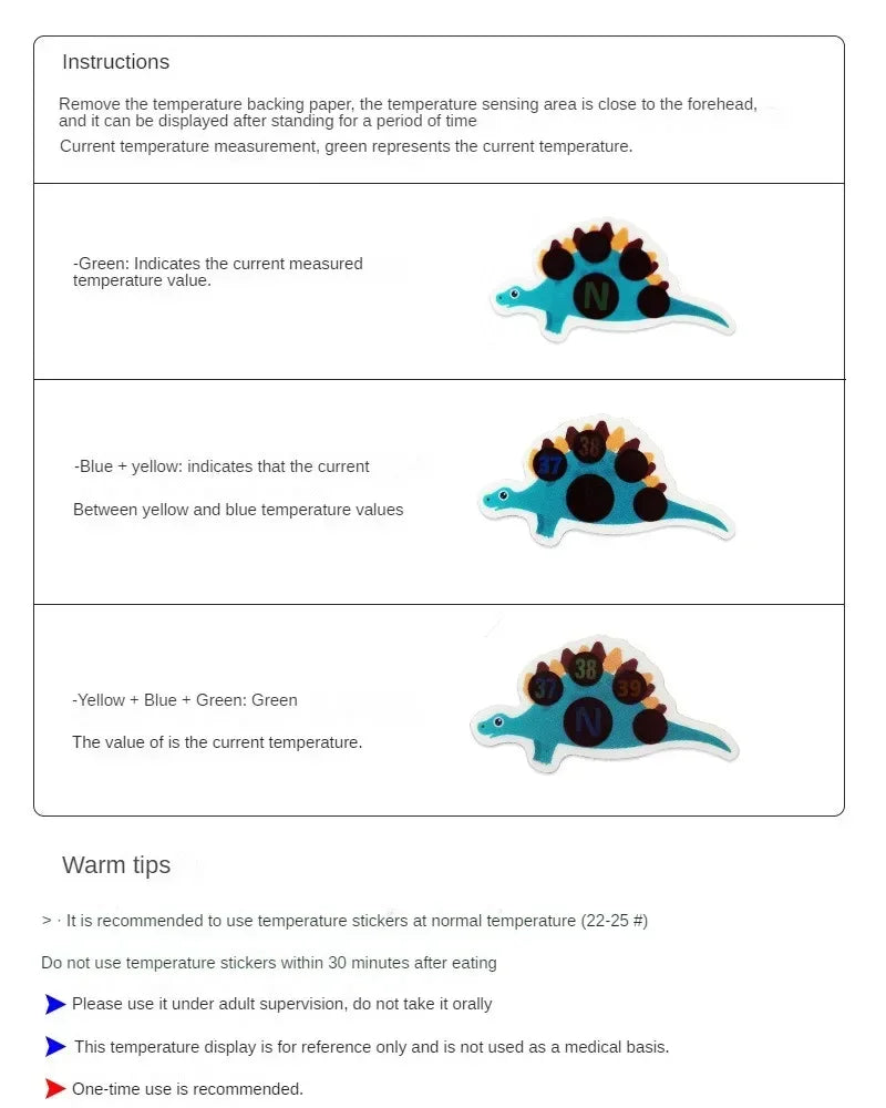 Baby Cute Cartoon Animal Sticker Forehead Head Strip Body Fever Thermometer Children Safety Baby Care Thermometer