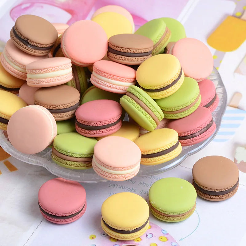 10pcs Mixed Mini Simulation Macaron Kawaii Fake Food Scrapbook Flatback Resin Cabochon Mini Play Food Craft Supplies