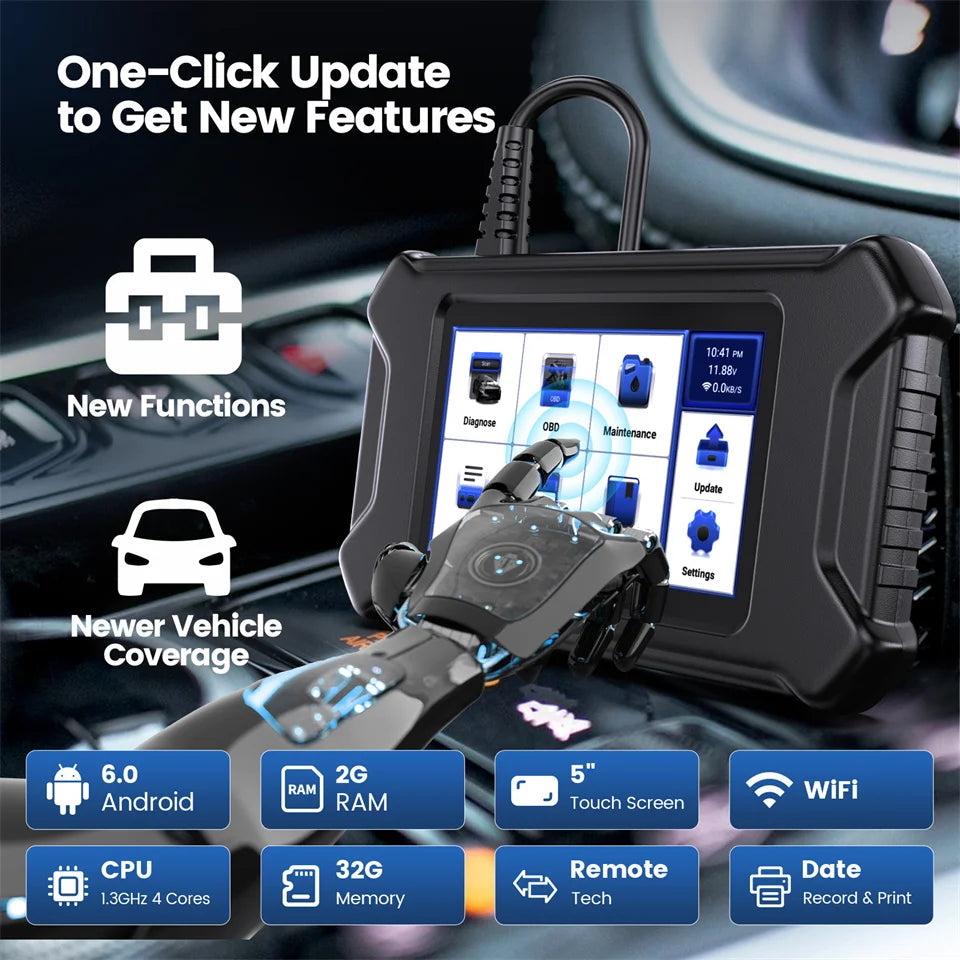 MUCAR CS90 Diagnostic Tools With 28 Reset Services Lifetime Free Auto Tools Engine System Diagnostic Scanner With 5inch Screen