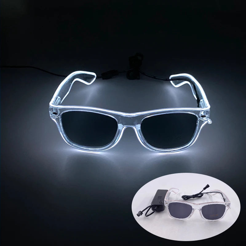 Novelty Fluorescent Luminous Glasses LED Light Up Rave Glasses Concert Supplies Neon Glowing Disco Glasses Props