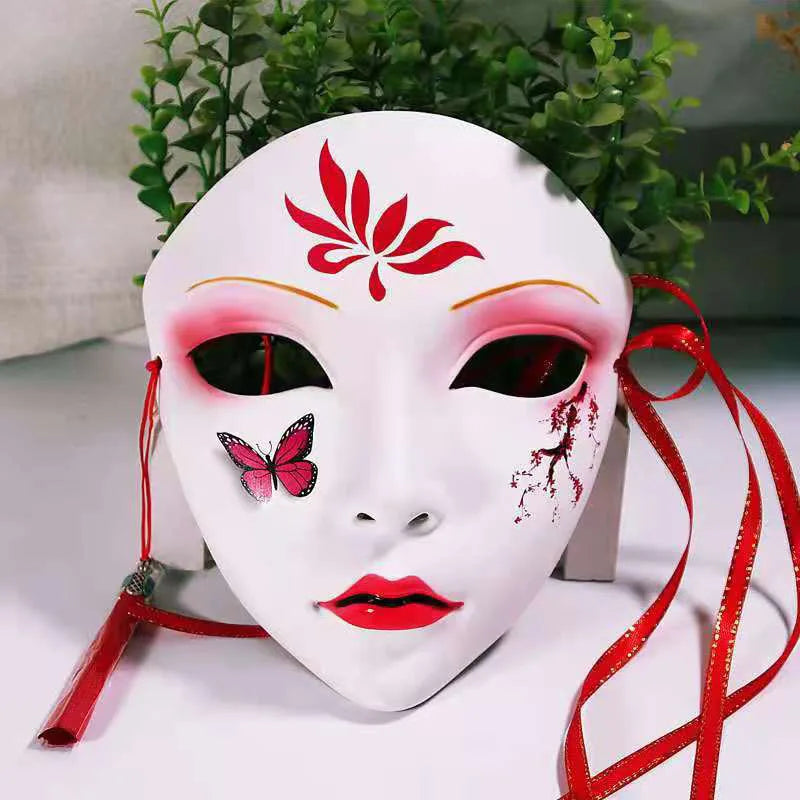 Novelty Gift Full Face Mask For Girl Women Beauty Mask Birthday Masquerade Party Mask Hand-painted Mask Hanfu Accessories