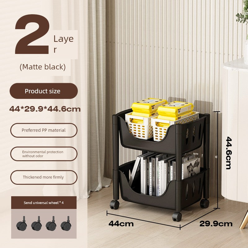 Multi-Layer Fruit and Vegetable Living Room and Bathroom Bookshelf Mobile Trolley