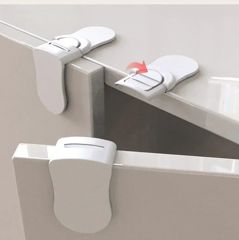 Baby Safety Lock Drawer Anti-Pinching Hand Cabinet Drawer Locks Plastic White Safety Buckle for Children Security Protection