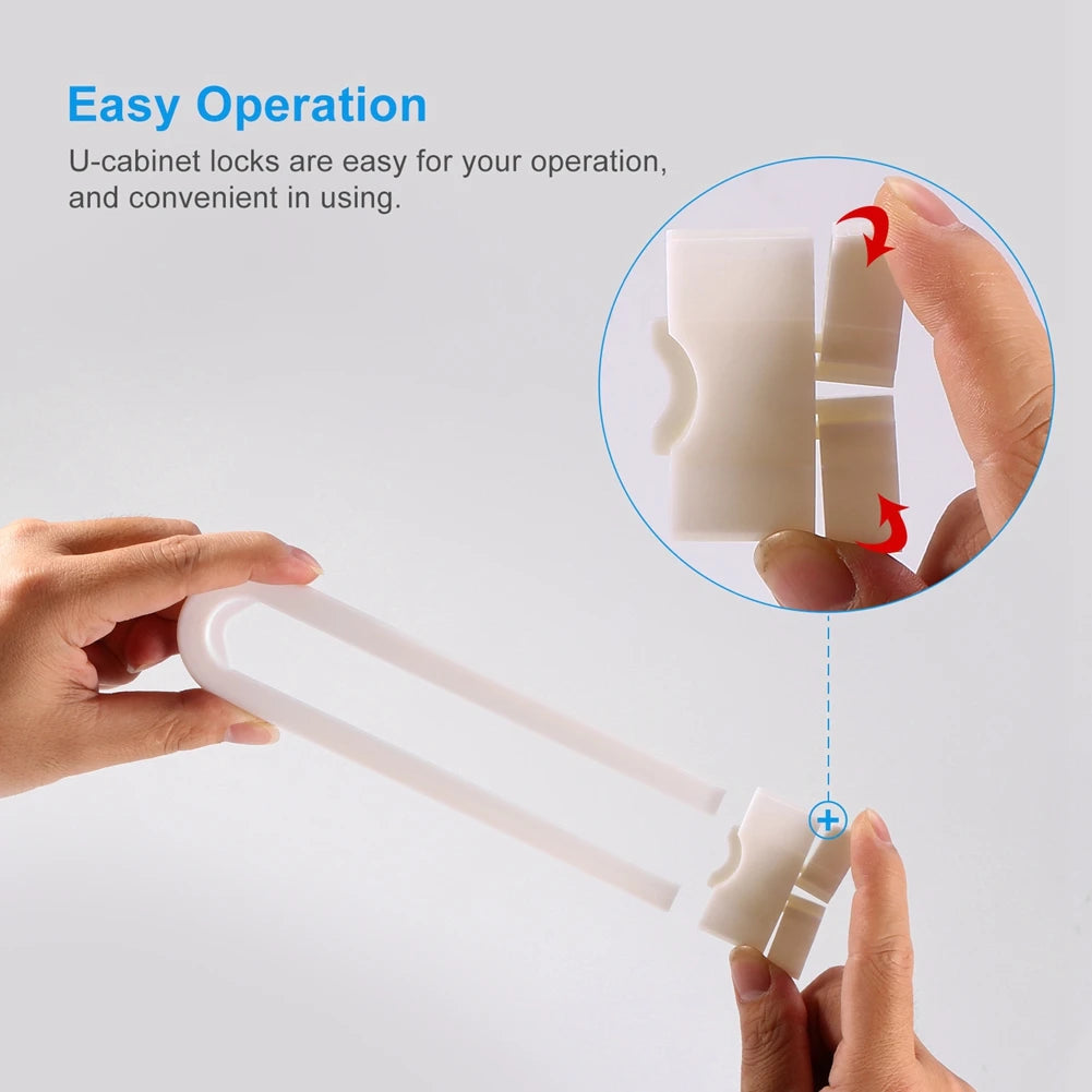 1PC U Shape Children Home Protection ABS Plastic Safety Lock Baby Safety Adjustable Multi-function Baby Cabinet Locks