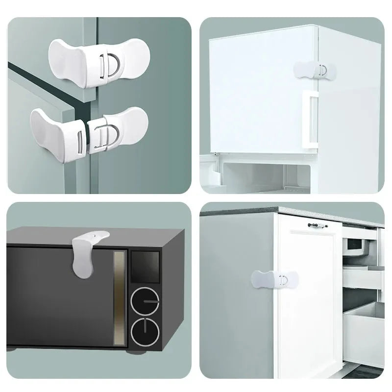 Home Baby Safety Locks Drawer Lock Anti-Pinching Hand Cabinet White Drawer Locks Refrigerator Lock Buckle Children Protection