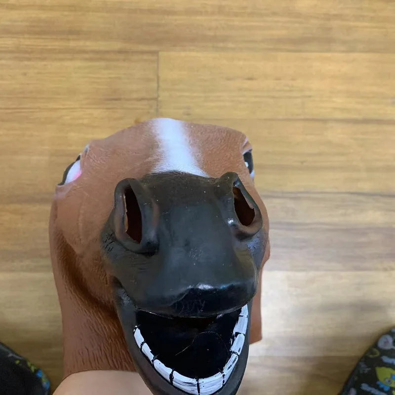 Men Brown Horse Masks Girl Funny Horse Head Mask  Latex Animal Mask Novelty Halloween Cosplay Costumes Headgear Mascara De Latex