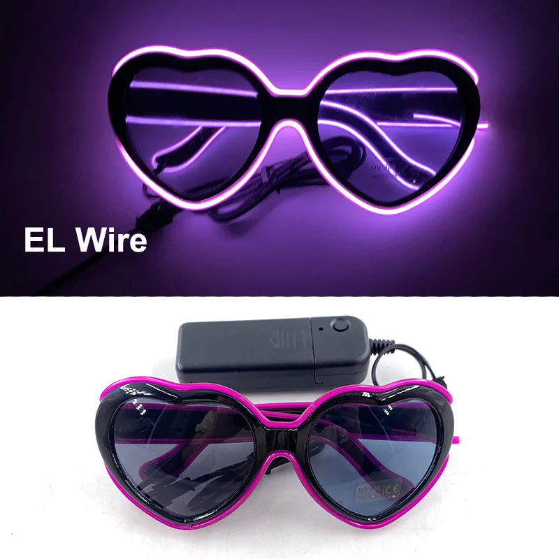 Novelty Fluorescent Luminous Glasses LED Light Up Rave Glasses Concert Supplies Neon Glowing Disco Glasses Props