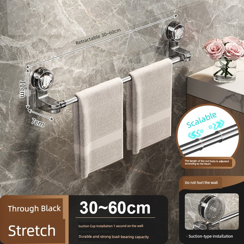 Suction Cup Towel Rack Bathroom Punch-Free Bathroom Retractable Towel Bar Storage Rack Bathroom Bath Towel Storage Rack