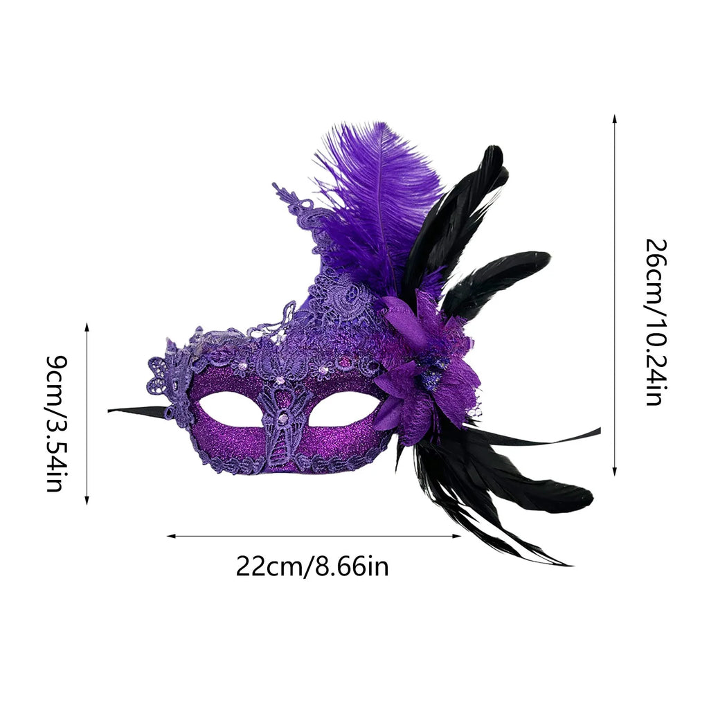 Carnival Masquerade For Women's Faux Feather Party Face Mask Novelty Halloween Christmas Easter Cosplay Party Prom Mask