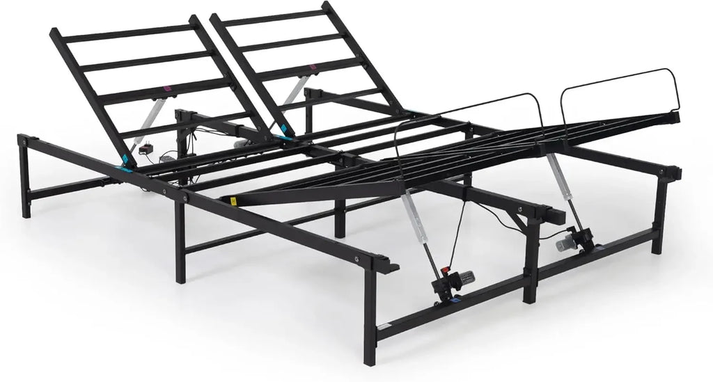 Adjustable Bed Base Frame, Queen Electric Hevy Duty Bed Frame with Wired Reomote for Independent Ergonomic Head and Foot Incline
