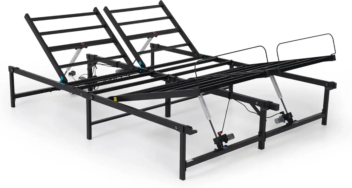 Adjustable Bed Base Frame, Queen Electric Hevy Duty Bed Frame with Wired Reomote for Independent Ergonomic Head and Foot Incline