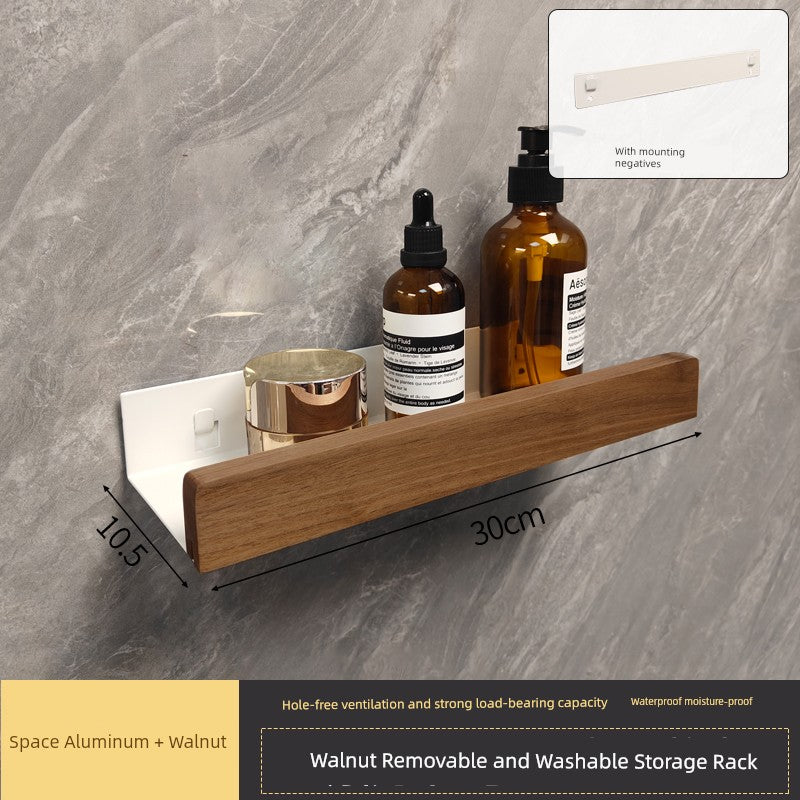 Punch-Free Kitchen Washstand Wall-Mounted Solid Wood Storage Rack