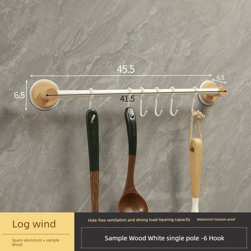 Punch-Free Kitchen Washstand Wall-Mounted Solid Wood Storage Rack