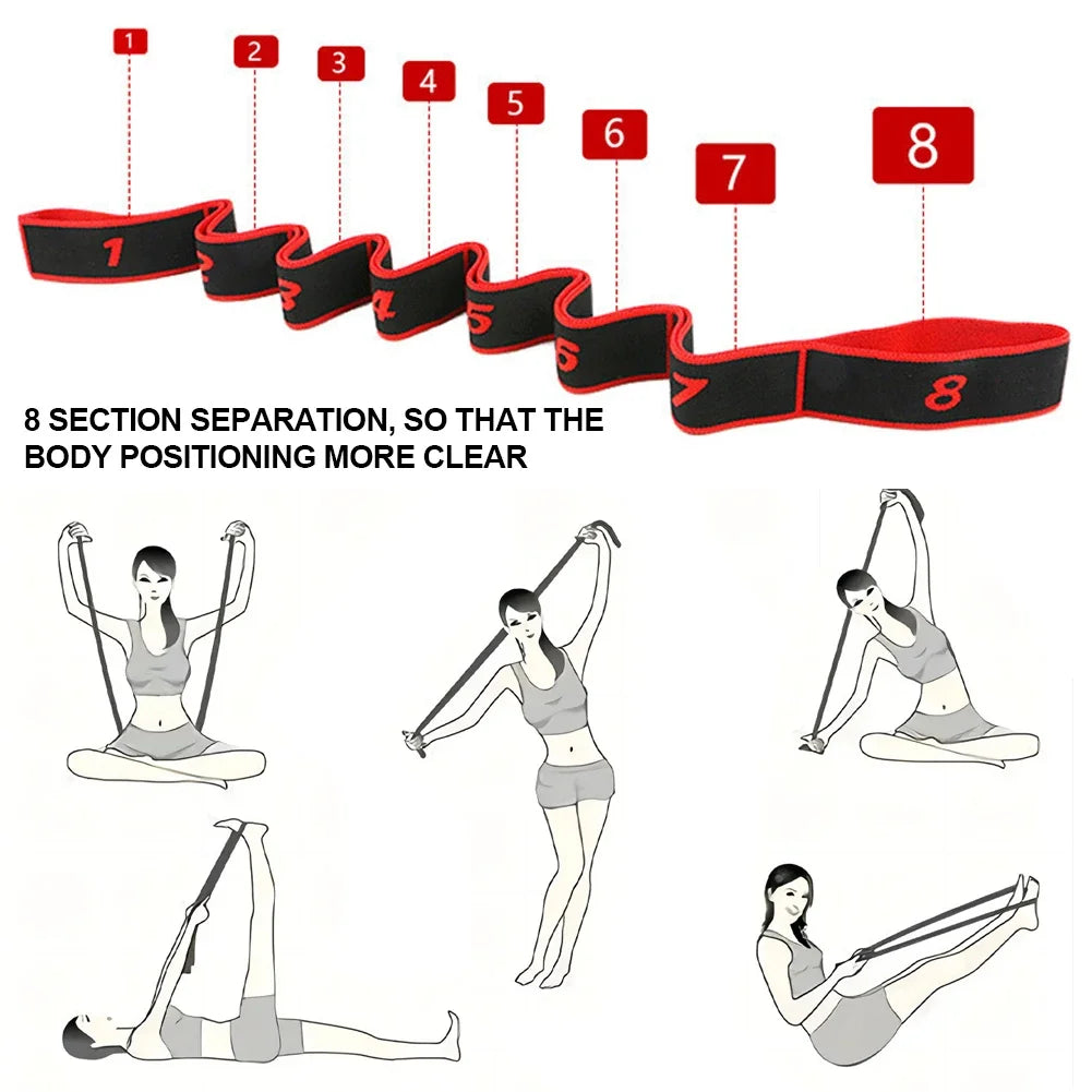 Fitness Exercise Women Man Latin Dance Elastic Stretch Belt With Number Exercise Pull Strap Sports Yoga Resistance Band