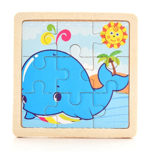 Baby Wooden Montessori Puzzle Child Game Wooden Puzzle 3D Cartoon Animal Puzzle Babies Toys Puzzles For Kids 1 2 3 Year Old
